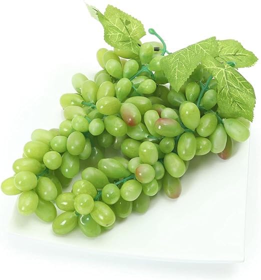 LATIFA HOME Artificial Grape With Leaves Lifelike Fake Fruit For Home Kitchen Wedding Decoration Simulation Fruits Vegetables For Display Artificial Fruits Green Grape (1 piece)