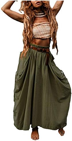 Thaluta Women's Maxi Boho Skirt with Pockets Bohemian Organic Cotton Hippie Gypsy