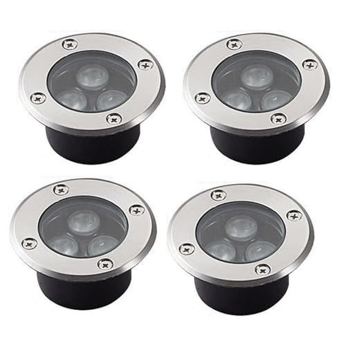 YNIYUJKL 4PCS 3W Outdoor Spotlight - Underground Light LED, Ultra-Thin Recessed Patio Floor Light, IP67 Waterproof Landscape Lights, Built-in Floor Lamp/for Outdoor/Sidewalk/Garde,Green-