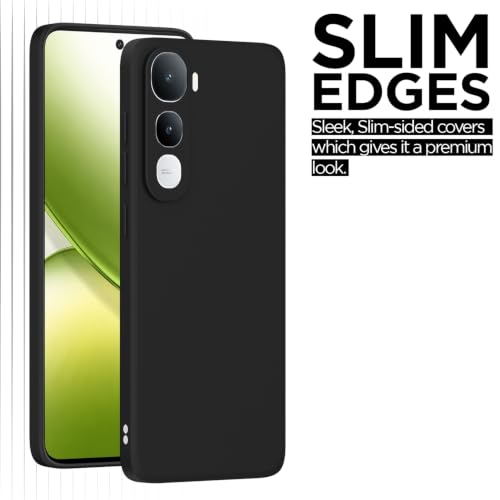 Image of Outlouders Back Cover for Vivo Y400 5G | Camera Protection | Durable Soft Matte Silicone Bumper Case (Black)