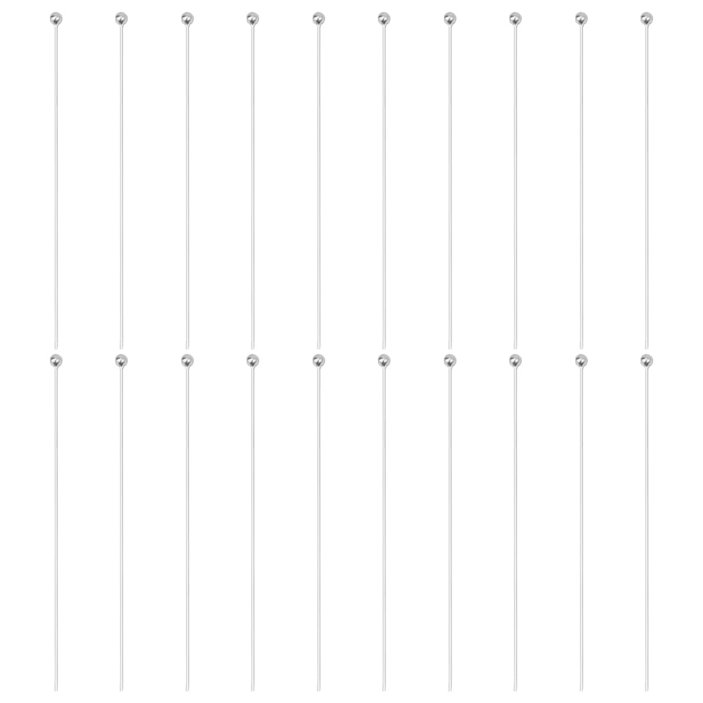 BENECREAT 20Pcs 925 Sterling Silver Ball Head Pins, 24 Gauge Silver Ball Pins, Round Ball HeadPins with Polishing Cloth for DIY Jewelry & Handmade