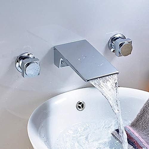 Robinet cascade pour lavabo 3 trous chic avec double commande ronde - 4
