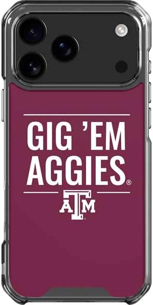 Skinit Clear Phone Case Compatible with iPhone 17 Pro Max - Officially Licensed Texas A&M University Black Logo Design