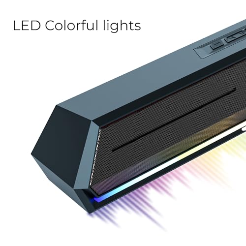 Image of RD SP-50 Wave Wireless Soundbar with Bluetooth 5.2, 15W Stereo Sound, RGB Lighting, IPX5 Water Resistant, Up to 7 Hours Playback, Dual 7W Drivers, Portable Speaker for Home, Travel & Outdoor Use
