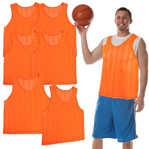 Gilets d'entraînement d'équipe orange DOITOOL en maille respirante pour adultes x6