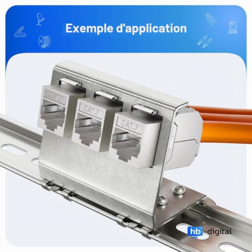 HB-DIGITAL Adaptateur de rail DIN pour module Keystone RJ45 à 6 ports, support en métal en acier inoxydable, 1,5 mm, pour montage sur rail DIN 35 mm, convient pour modules Keystone 14 x 16 mm – vue 5