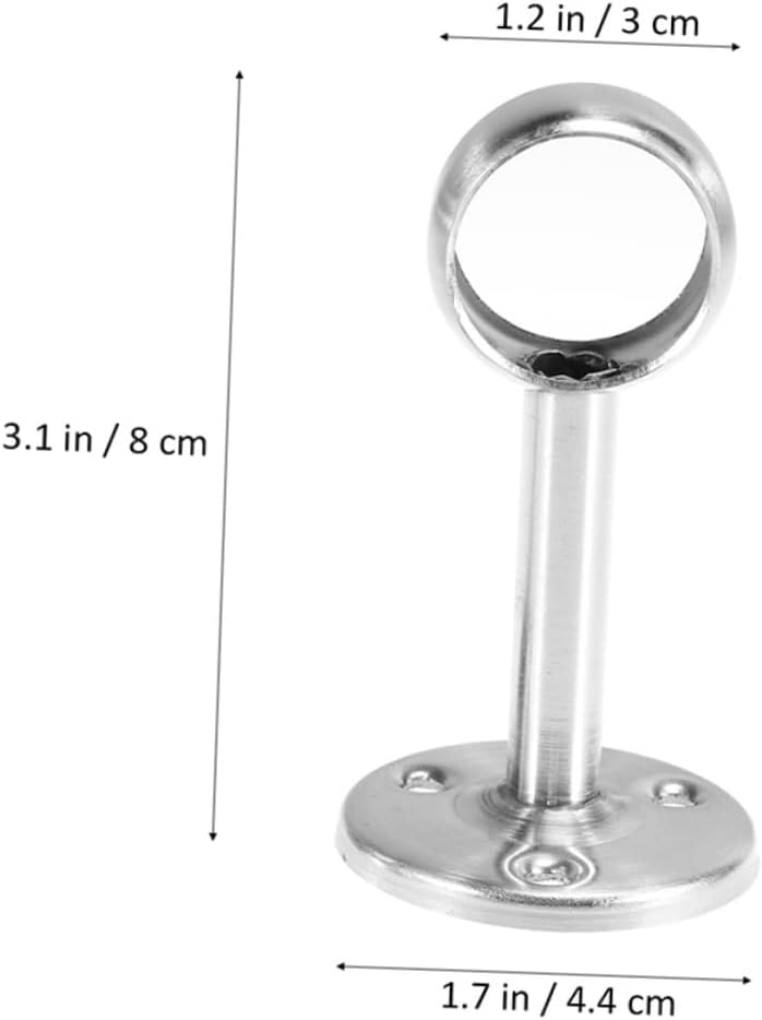 Kichvoe 6pcs Stainless Steel Wardrobe Rod Bracket Heavy Duty Closet Hanging Rod Support for Wall Mount Closet Shelf Tube Holder Easy Installation