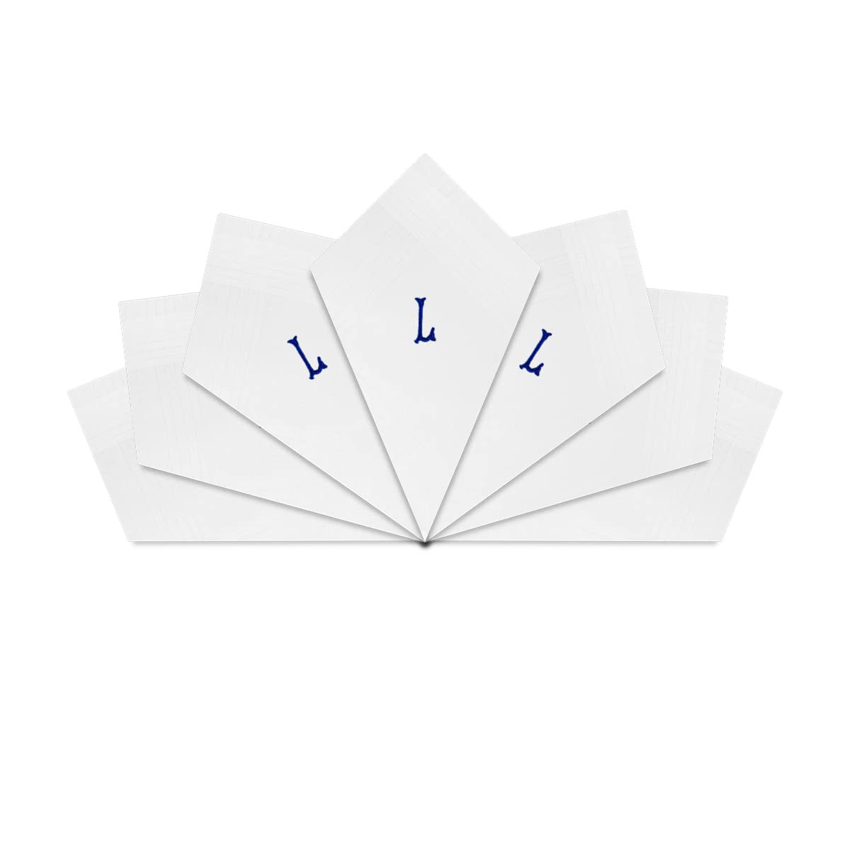 Warwick & Vance Unisex L 7 Pack Of Mens/Gentlemens White Satin Bordered Handkerchiefs With Blue Embroidered Initials, Etter