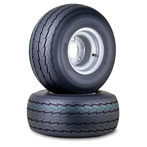 WANDA Trailer Tire Wheel Assembly 18.5x8.5-8 8-Ply D 83L with 5 Lugs on 4.5 PCD Silver Rim SET 2