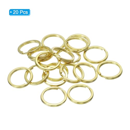 PATIKIL Flat Split Ring, 20Pcs 0.8"/20mm Dia Brass Flat Split Key Chain Rings for DIY Home Office Car Keys - Image 3