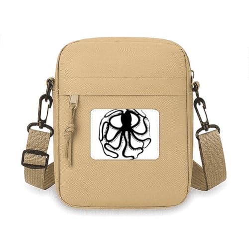Sac bandoulière téléphone noir pieuvre contre les poches déformées
