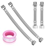 4 Pcs Latiguillos de Fontanería, Manguera de Conexión Flexible Mangueras de Grifo G3/8", Latiguillos de Grifería Mangueras Trenzadas de Acero Inoxidable Flexibles para Baños Cocinas(10 cm, 20 cm)