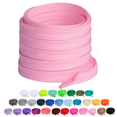 Image of Booyckiy 2 Pairs 2 /5 inch Flat Shoe Laces for Sneakers 31 Colors Shoelaces in 27 inch-72 inch