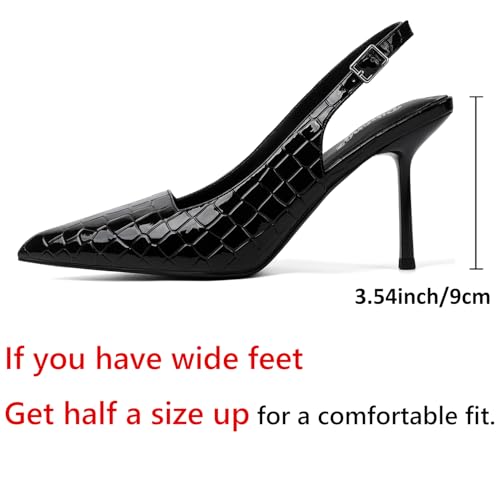 Image of RIBONGZ Sexy Slingback Pumps Elegant Dressy Heels for Women Closed Toe Pointy High Heels Wedding Bride Prom Party Evening Shoes