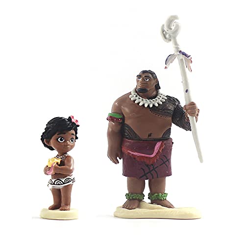 Gdyj 6Pcs Moana Figure Topper Cake Toy Doll|3.5-Inches Ana Figurines Cut Cake Toppers|Desktop Ornaments Decorations & Party Favors |For Moana Party Birthday Cake Decoration #TOP3
