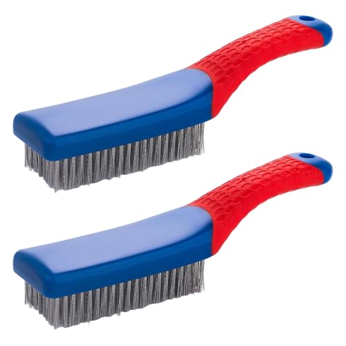 WhaleO 2 Piezas Cepillo Alambre, Cepillo de Alambre Universal Cepillos Alambre de Acero Inoxidable para Limpieza Intensa de Madera, Metal, Mampostería y Más, Eliminación de Pintura y Suciedad