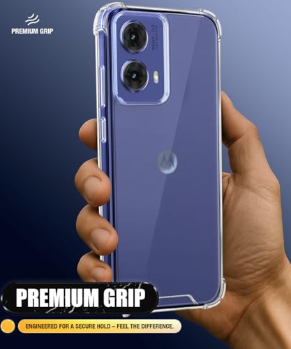 Image of WOW IMAGINE Ultra-Hybrid Crystal Clear Back Case for Motorola Moto G85 5G | Shockproof Design | Camera Protection Bump | Hard Clear Mobile Back Cover with Cushioned Edges - Transparent