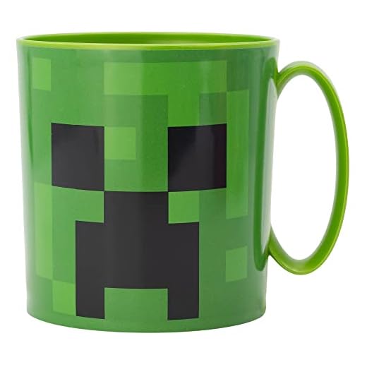 Taza infantil de plástico reutilizable para microondas de 350 ml de Minecraft
