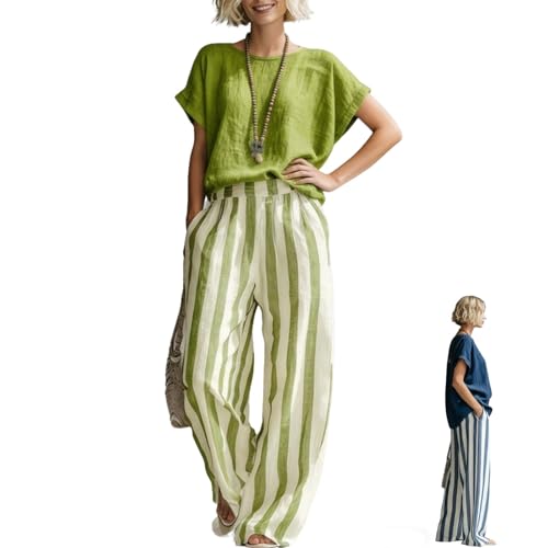 Ensemble coton et lin rayé idéal pour vos vacances d'été et voyages