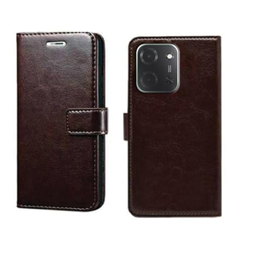 Image of amazon basics Poco C85 5G Flip Cover | Card Pockets Wallet & Stand | Flip Cover for Poco C85 5G (Coffee)