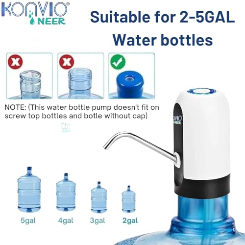 Image of KONVIO NEER Wireless Water Dispenser Pump with TDS Meter for 20L | Rechargeable wireless water dispenser pump with Type-C charging and TDS meter for convenient dispensing and water testing