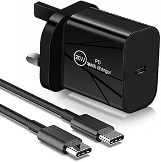 Galaxy A13/A13 5G/A53 5G/A12/A73 5G/A33 5G/S22 5G/S22 Plus 5G/S22 Ultra USB Type-C To USB Type-C Charger 20W Type-C Fast Charging Data Cable Adapter UK 3 Pin Mains For Samsung Galaxy S22 5G (BLACK)