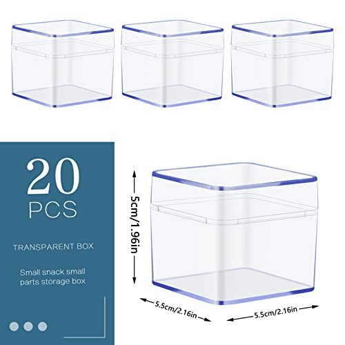 Amersumer 20Pack Plastic Clear Box With Separate Lid,2.2X2.2X2 Inchs,Beads Storage Containers Square Clear Containers Box For Pills Herbs Tiny Bead Earring Jewerlry Candy Gifts Party Favor And More #TOP1