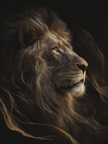 Kit complet Diamond Painting animal lion pour sublimer votre salon avec un loisir créatif adulte