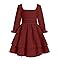 JiAmy Kid Dresses Girls Puff Long Sleeve Casual Elegant A Line Princess Midi Swing Skater Party for Teenagers Gown Prom for 11-12 Years,Wine Red