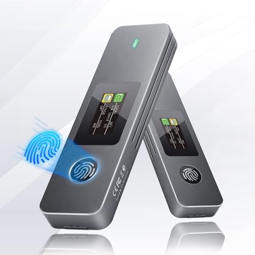 Coverzone Parmak İzi Şifreleme Özellikli M.2 SSD Kutusu Type-C Alüminyum Harici SSD Enclosure 2230 2242 2280 Uyumlu 1000MB/s Hız Silikon Kılıflı Veri Depolama Kutusu ITH18-U124, Gri - Görsel 6