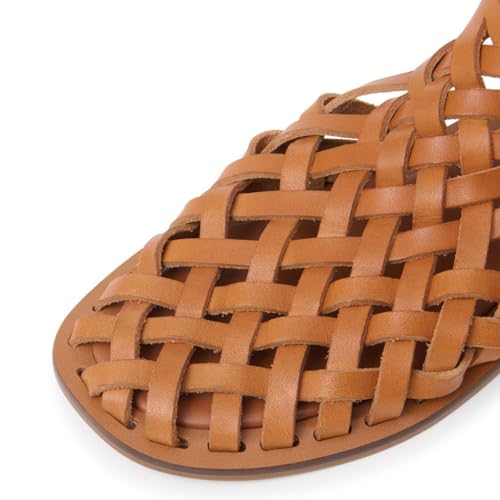 Milooey shoes Women's Square Toe Flats Low Heel Ankle Buckled Strap Backless Casual Comfy Woven Shoes Size 4-16 US4