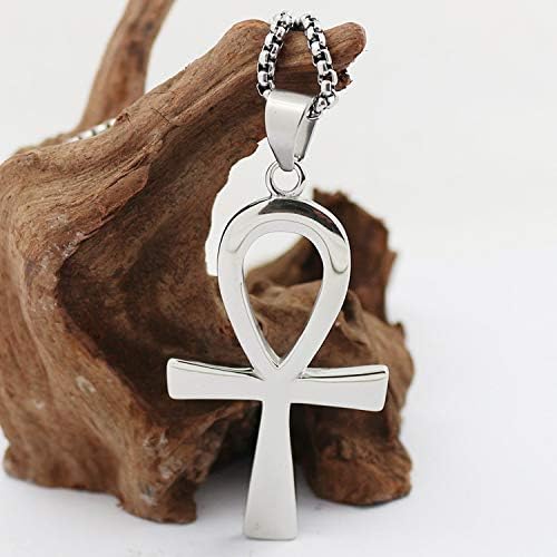 JAJAFOOK Men's Stainless Steel Large Coptic Ankh Cross Pendant Necklace - Egyptian Symbol of Life, 24" Link Chain - Image 3