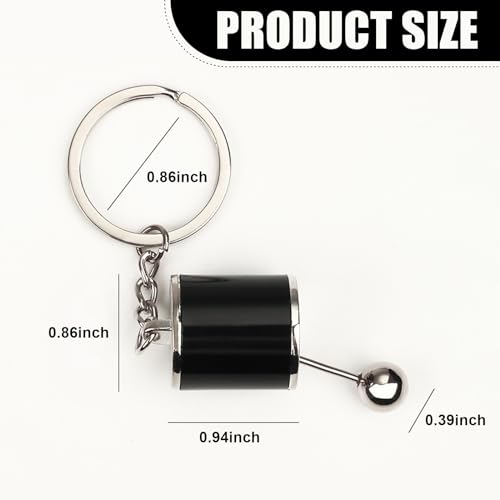 Flygun 1 PC Car Manual Shifter Gear Model Key Chain, Universal Metal Mini Fingertip Toy Pendant Keyring (Black & Silver) - Thumbnail 2