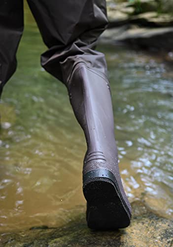 Image of FROGG TOGGS Rana II Waterproof PVC Fishing Bootfoot Hip Wader for Fishing, Brown Felt, 10