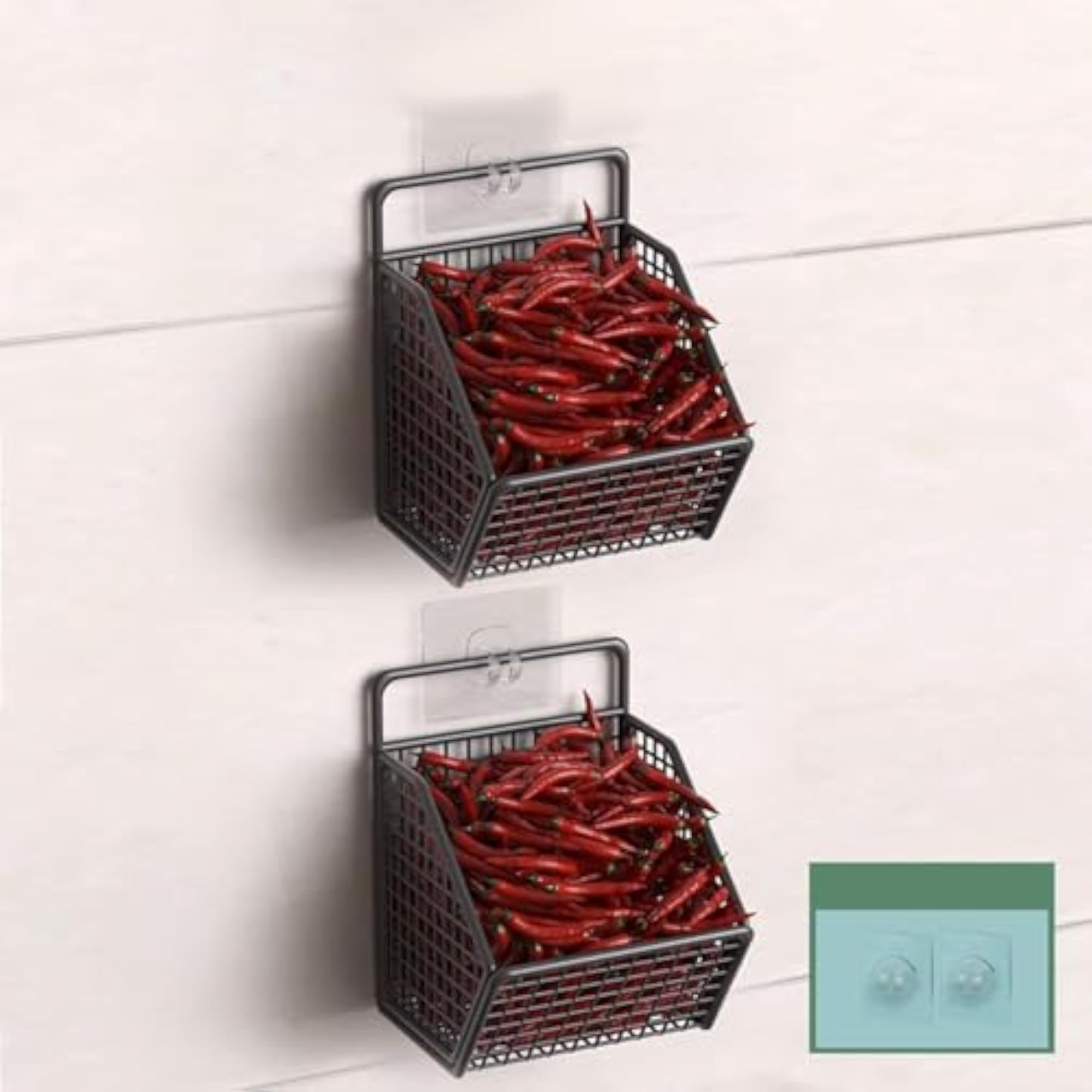 Grid Storage Baskets Wall Mounted Wall Decor for Pantry Living Room Bathroom Double Grid