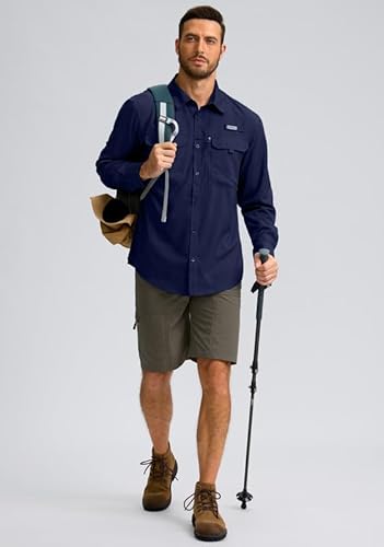G Gradual Camisa masculina de pesca com proteção solar com bolsos com zíper, manga comprida, FPS 50+