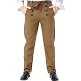 Ya-cos Men Steampunk Pants Classic Victorian Pants Adult Vintage Gothic Trousers Cosplay Costume