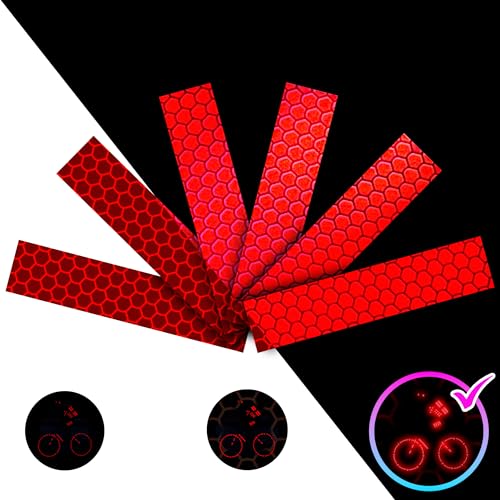 LOOM Reflektoren Fahrrad Set (6 Stk Brilliant Rot) | Reflektierende Aufkleber für Fahrrad, Helm & Auto | Wasserdichte Reflektoren Folie für Garage & Kinderwagen | Hohe Sichtbarkeit