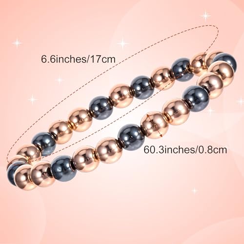 Copper Bracelet for Women and Men Hematite Beaded Stretch Bracelet with Healing Crystals Adjustable Chakra Balancing Jewelry for Energy Anxiety Relief Gift for Friends Couples Family4