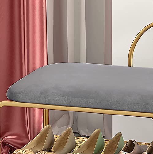 Décoration élégante en métal pour ce banc à chaussures robuste avec dossier intégré