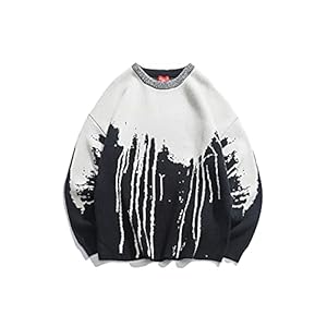 Heren trui Mannen Vintage Patchwork Gebreide Trui Mens Pullovers Casual Sweaters Gebreide trui (Color : Black, Size…