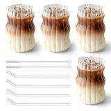 SUNOYA Verres à Café, 4PCS Tasses à Cappuccino Verre 530ml, Tasse à Café en Verre, Verres ...