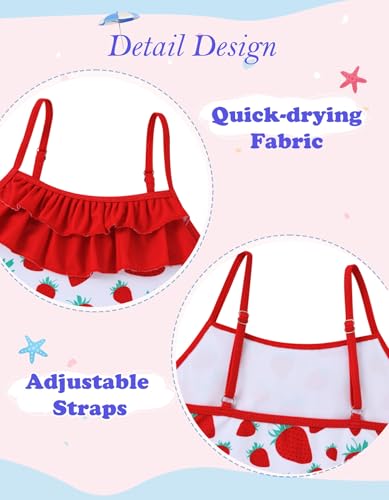 Image of Little Girls Two Piece Mermaid Bikini Set Ruffle Adjustable Summer Beach Bathing Swimsuit 3-7 Years for Kids