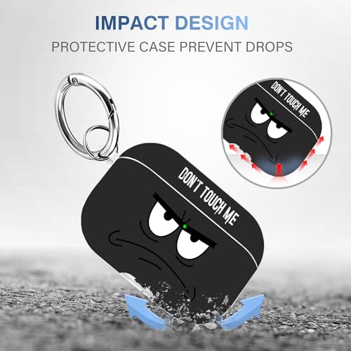 Image of for Airpods Pro 2nd Generation Case,Don't Touch Me Cool Cover with Lanyard Big Eyes Cute Cartoon for Airpods Pro 2nd Generation Case,Soft Shockproof Cover for Women Men-Grey