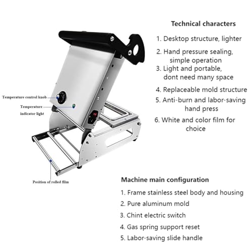 Máquina Selladora Automática De Alimentos, Alta Eficiencia 600W, Conserva La Frescura, Sella De 7 A 8 Veces por Minuto, Ideal para Envasado De Comida para Llevar Y Comida Rápida.
