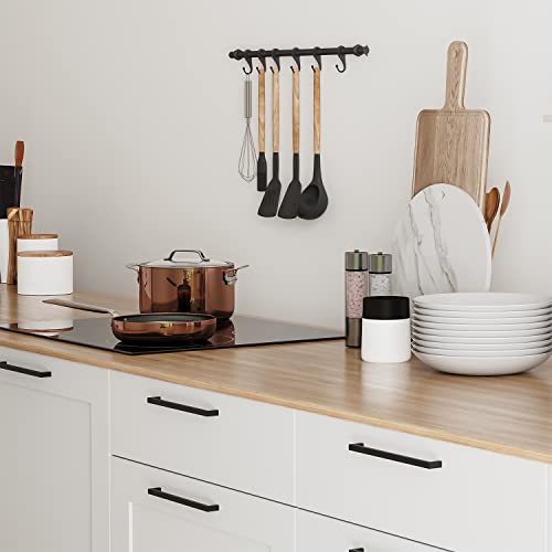 Image of Ravinte 5 Pack Solid 6-1 /4 Inch Kitchen Square Cabinet Handles Matte Black Pulls Drawer Pulls Kitchen Cabinet Hardware Flat Black Handles
