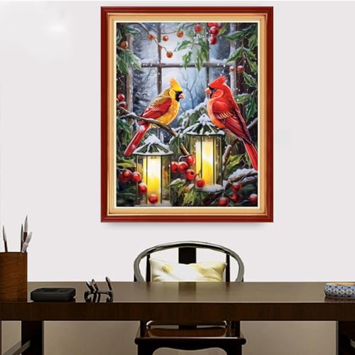 Image of Redxing Stamped Cross Stitch Kits Embroidery kit for Beginners Adults Full Range of Embroidery Patterns Starter Kits DIY Printed Cross Stitch Kits Needlepoint Kits 11CT-Night Light Bird 16x20 inch
