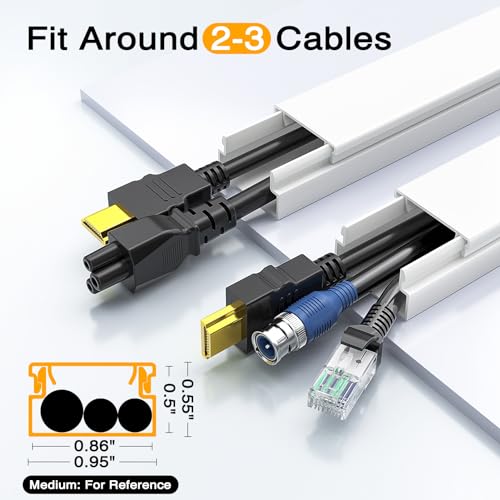 Delamu Cord Hider, 315in Wire Covers for 2-3 Cords on Wall, Premium Cable Hider Cord Covers for Wires on Wall, Cable Management Wire Hiders for TV, Cable Raceway Kit, L15.7X W0.95x H0.55in, White