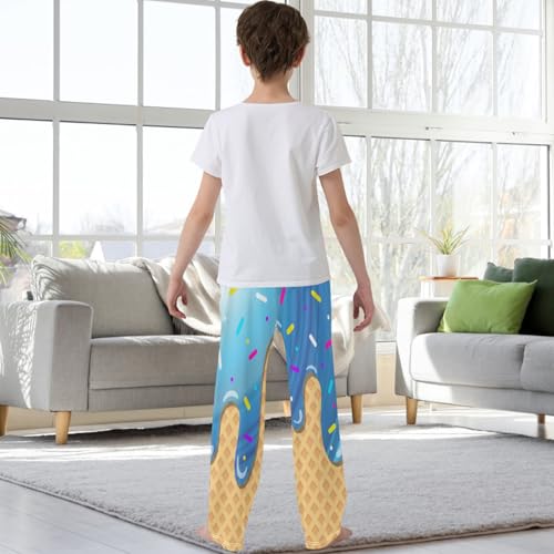 Boys' Jogger Pants Blue Ice Cream White Circle Kids Joggers Bottoms Trousers Sweatpants with Pockets Size 6-143