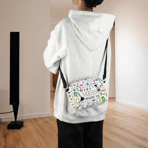 POFULL Custodian Gift Cleaning Service Maid Cleaning Crew Gift We'd Be A Mess Without You Crossbody Bag4